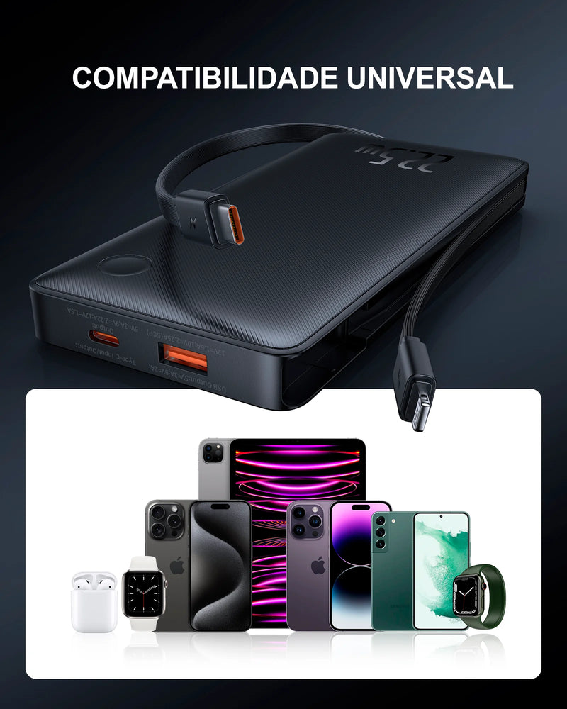 Power Bank Baseus Airpow Lite 10000mAh 22.5W com Cabos Duplos Carregador Portátil Carregamento Rápido Universal ENVIO IMEDIATO