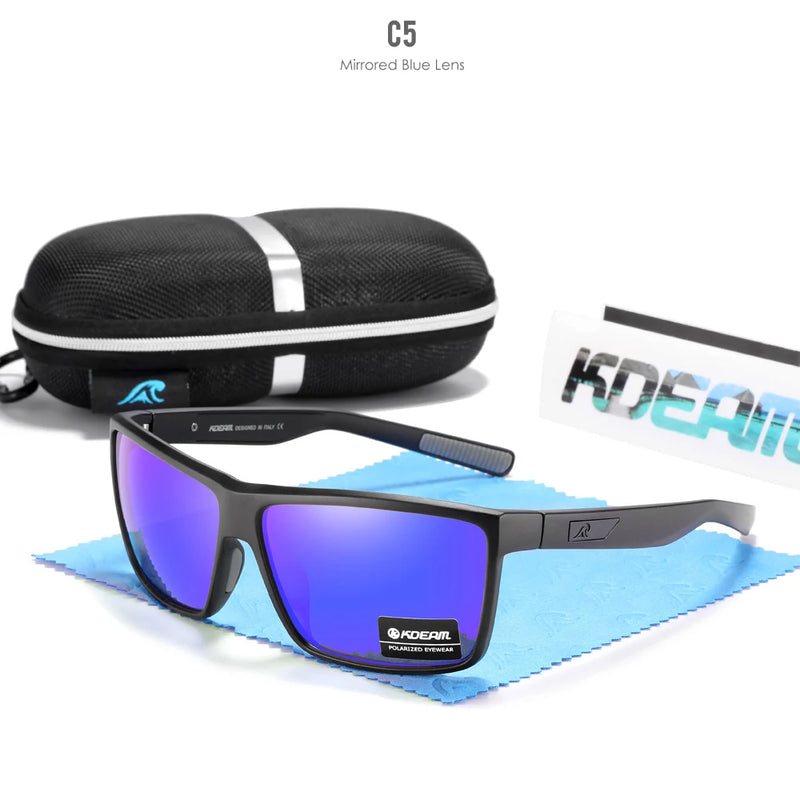 Óculos de sol KDEAM resistentes a riscos para homens, polarizados, com proteção 100% UV, dobradiças de mola integral e hastes curvas KD029