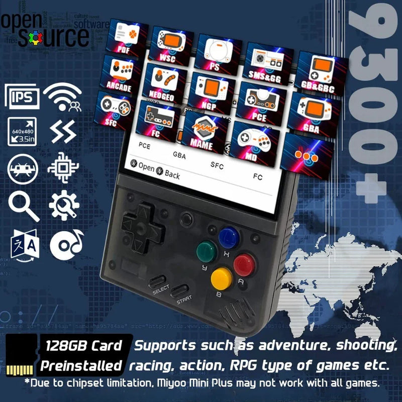 Console Portátil MIYOO Mini Plus Retro Tela IPS HD de 3,5 polegadas - Sistema Linux Emulador de jogos clássico
