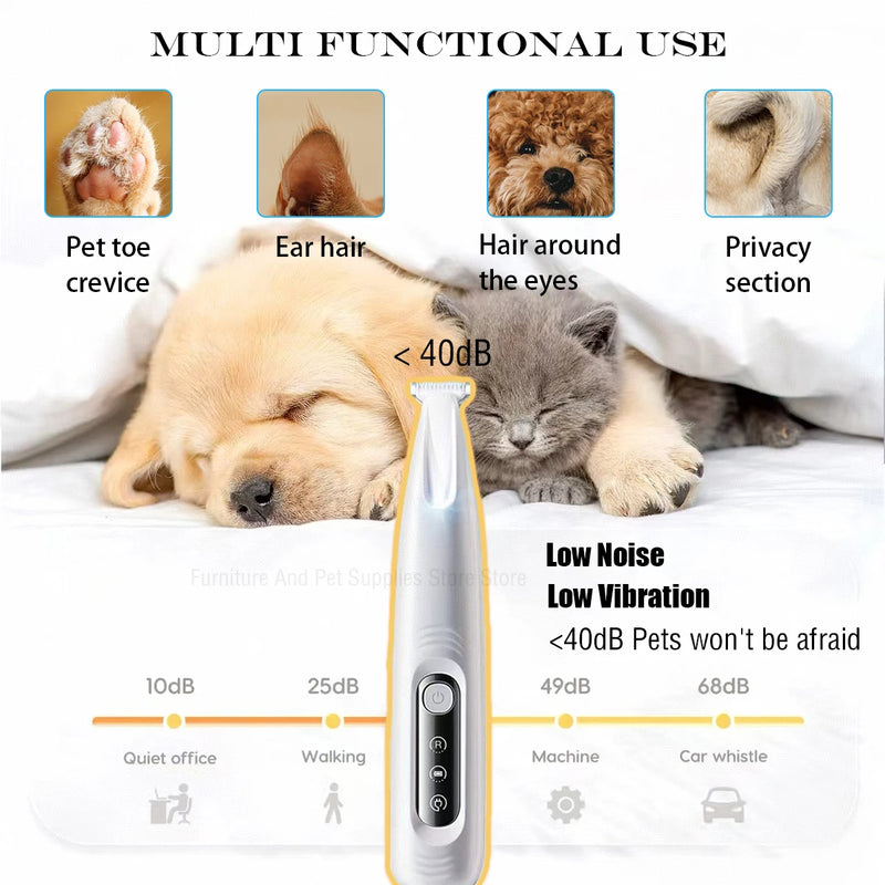 Novo aparador de patas para cães com luz LED, totalmente à prova d'água, aparador de pelos de animais com tela LED, cortador para Tosa de Cães e Gatos de cães
