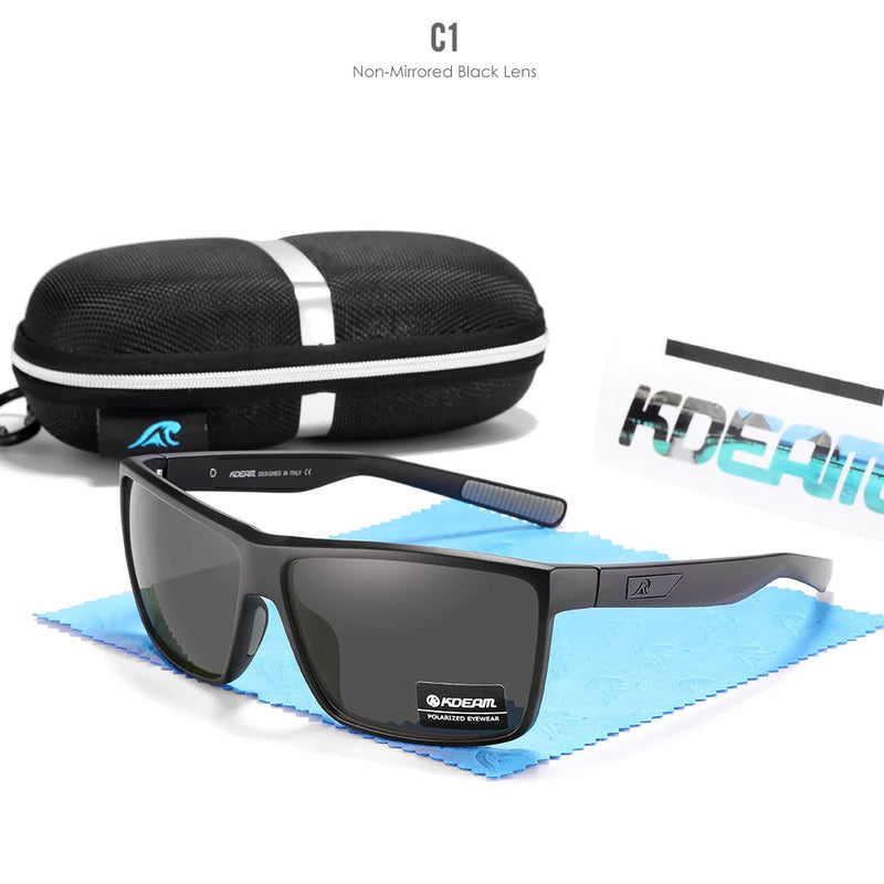 Óculos de sol KDEAM resistentes a riscos para homens, polarizados, com proteção 100% UV, dobradiças de mola integral e hastes curvas KD029