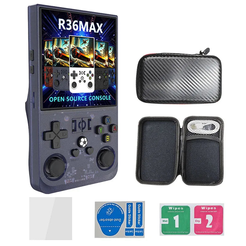 Console de jogos portátil retrô com sistema Linux, tela IPS de 4,0 polegadas, código aberto, R36MAX, reprodutor de vídeo portátil