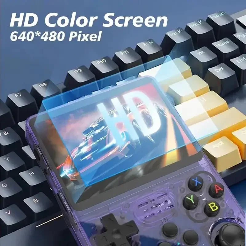 Console de jogos portátil R36S com tela IPS de 3,5 polegadas e 128 GB, console de jogos retrô clássico, sistema Arkos, player de vídeo portátil de bolso