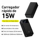 Powerbank Baseus 30000mAh 15W Display Digital Carregamento Rápido Carregador Portátil USB Recarregável Alta Resistência ENVIO IMEDIATO