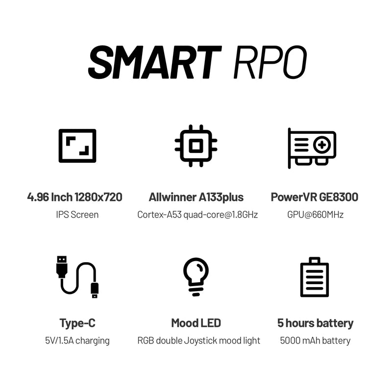 Console de videogame portátil Trimui Smart Pro com tela IPS de 4,96'', joystick para sistema Linux, iluminação RGB, reprodutor de videogame retrô Smartpro,