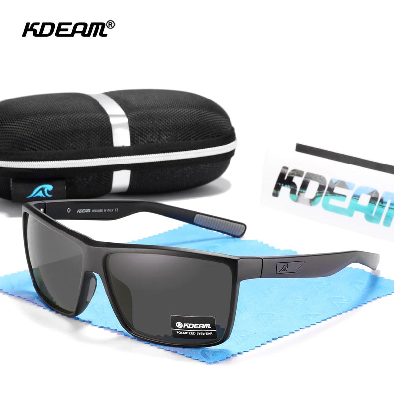 Óculos de sol KDEAM resistentes a riscos para homens, polarizados, com proteção 100% UV, dobradiças de mola integral e hastes curvas KD029