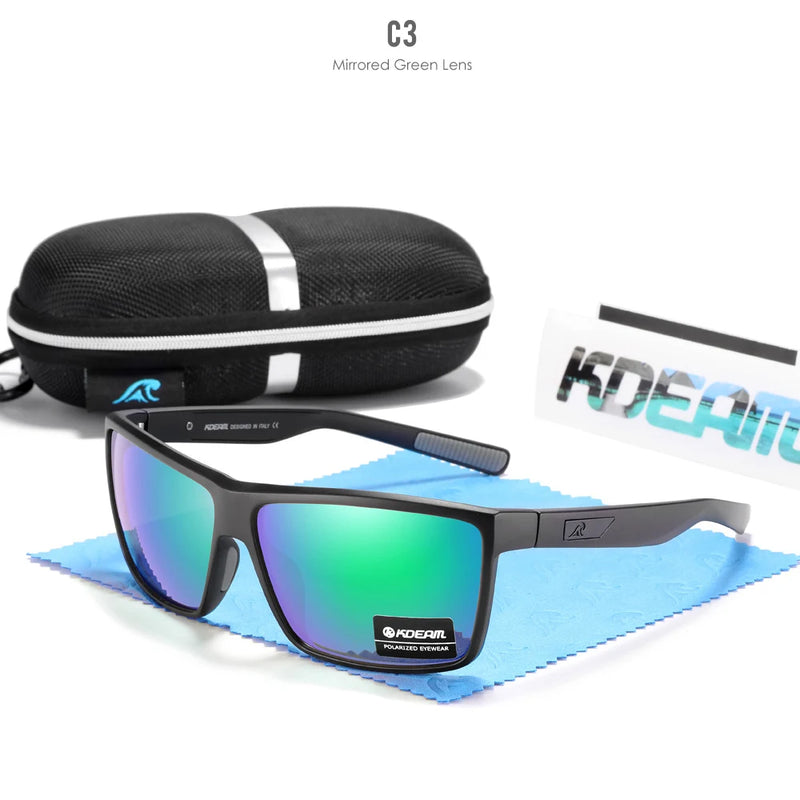 Óculos de sol KDEAM resistentes a riscos para homens, polarizados, com proteção 100% UV, dobradiças de mola integral e hastes curvas KD029