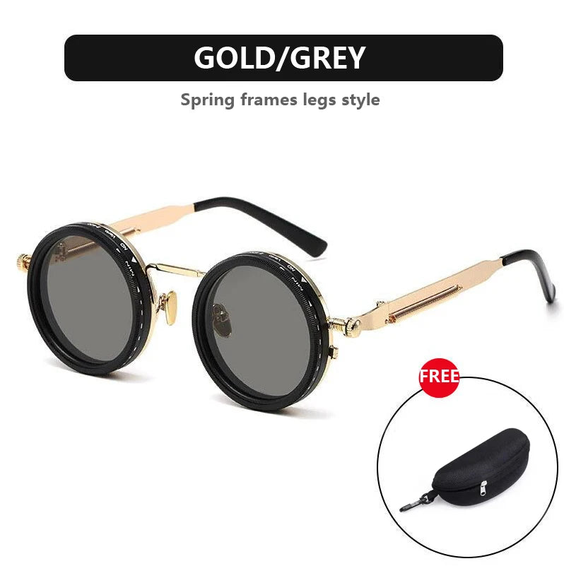 Óculos de sol redondos polarizados ND9 ajustáveis com escurecimento, óculos de sol masculinos e femininos, estilo retrô punk, óculos de pesca masculinos, proteção UV400