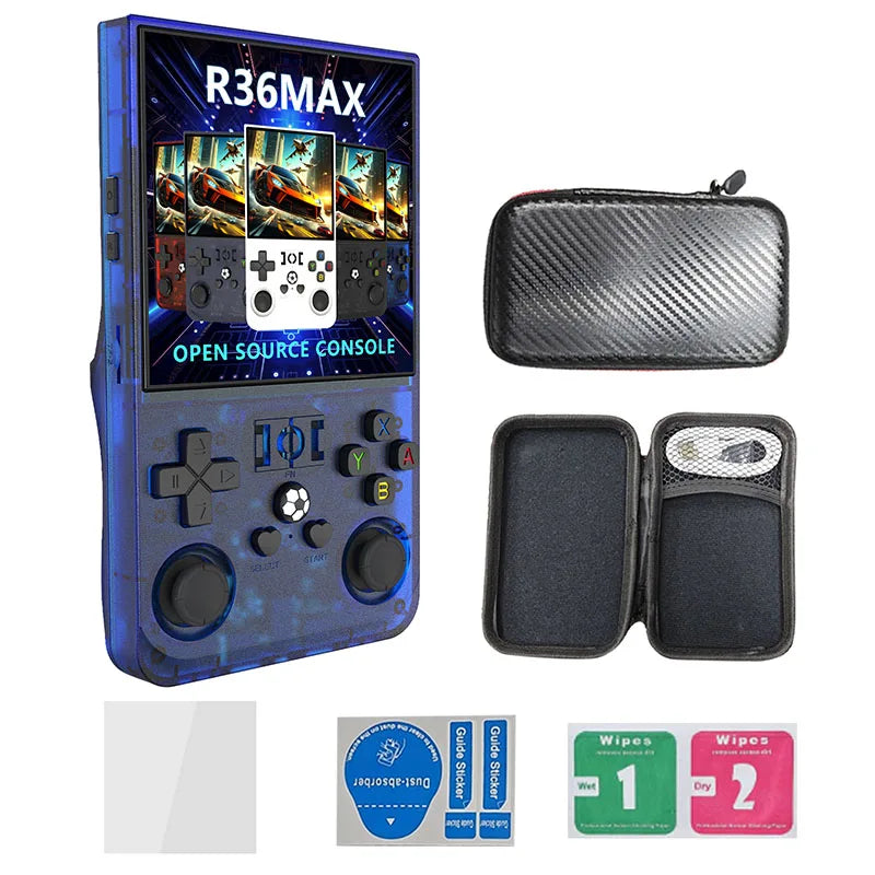 Console de jogos portátil retrô com sistema Linux, tela IPS de 4,0 polegadas, código aberto, R36MAX, reprodutor de vídeo portátil