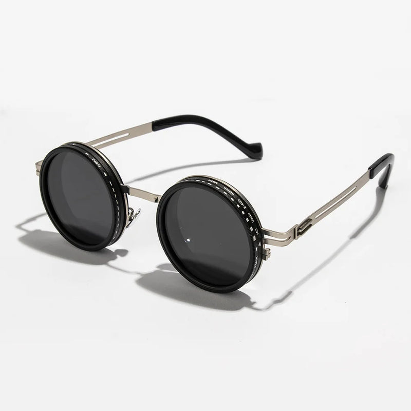 Óculos de sol redondos polarizados ND9 ajustáveis com escurecimento, óculos de sol masculinos e femininos, estilo retrô punk, óculos de pesca masculinos, proteção UV400
