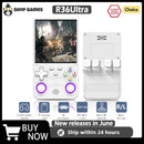 Console de videogame R36 Ultra Open Source R36S 2025, sistema Linux, tela IPS de 4,0 polegadas, reprodutor de vídeo portátil de bolso, 64G, melhores jogos