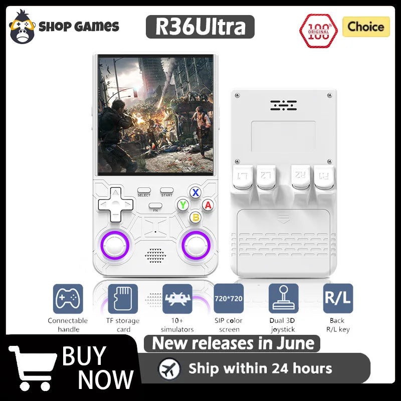 Console de videogame R36 Ultra Open Source R36S 2025, sistema Linux, tela IPS de 4,0 polegadas, reprodutor de vídeo portátil de bolso, 64G, melhores jogos