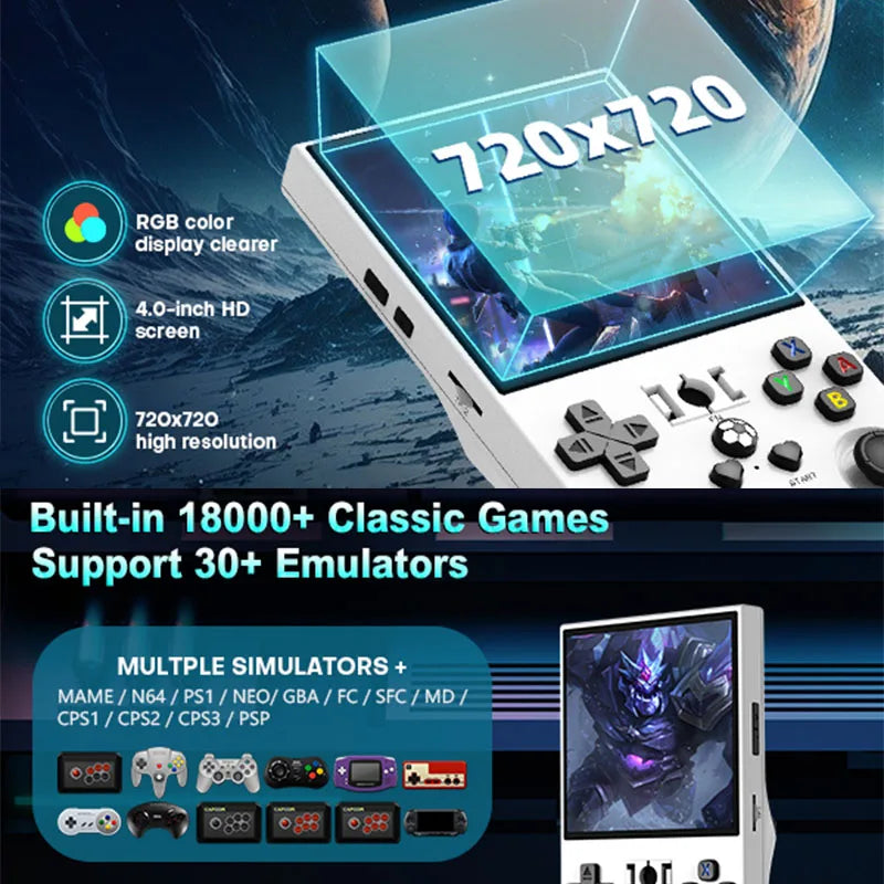 Console de jogos portátil retrô com sistema Linux, tela IPS de 4,0 polegadas, código aberto, R36MAX, reprodutor de vídeo portátil