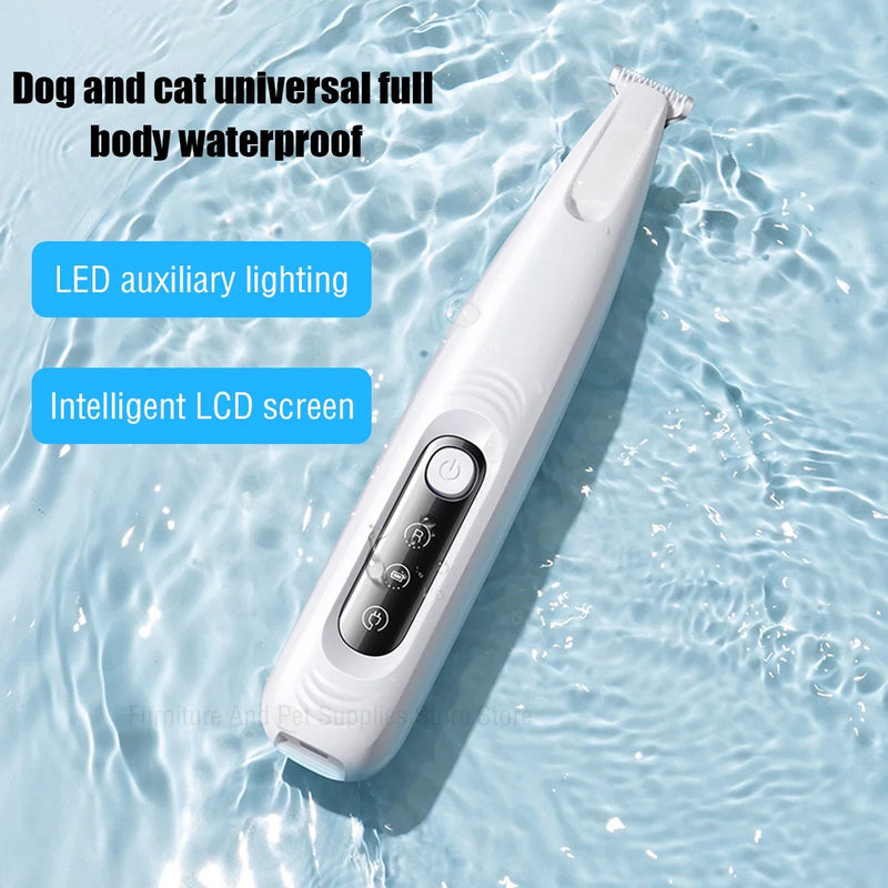 Novo aparador de patas para cães com luz LED, totalmente à prova d'água, aparador de pelos de animais com tela LED, cortador para Tosa de Cães e Gatos de cães