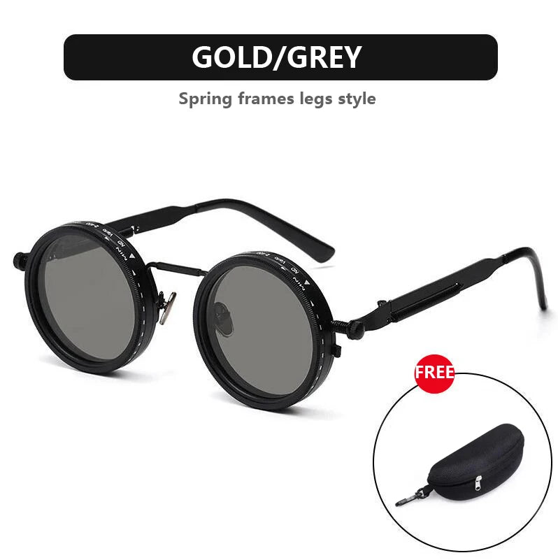 Óculos de sol redondos polarizados ND9 ajustáveis com escurecimento, óculos de sol masculinos e femininos, estilo retrô punk, óculos de pesca masculinos, proteção UV400