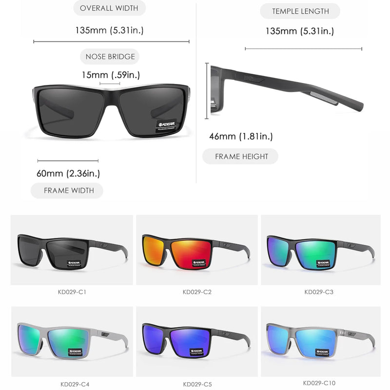 Óculos de sol KDEAM resistentes a riscos para homens, polarizados, com proteção 100% UV, dobradiças de mola integral e hastes curvas KD029