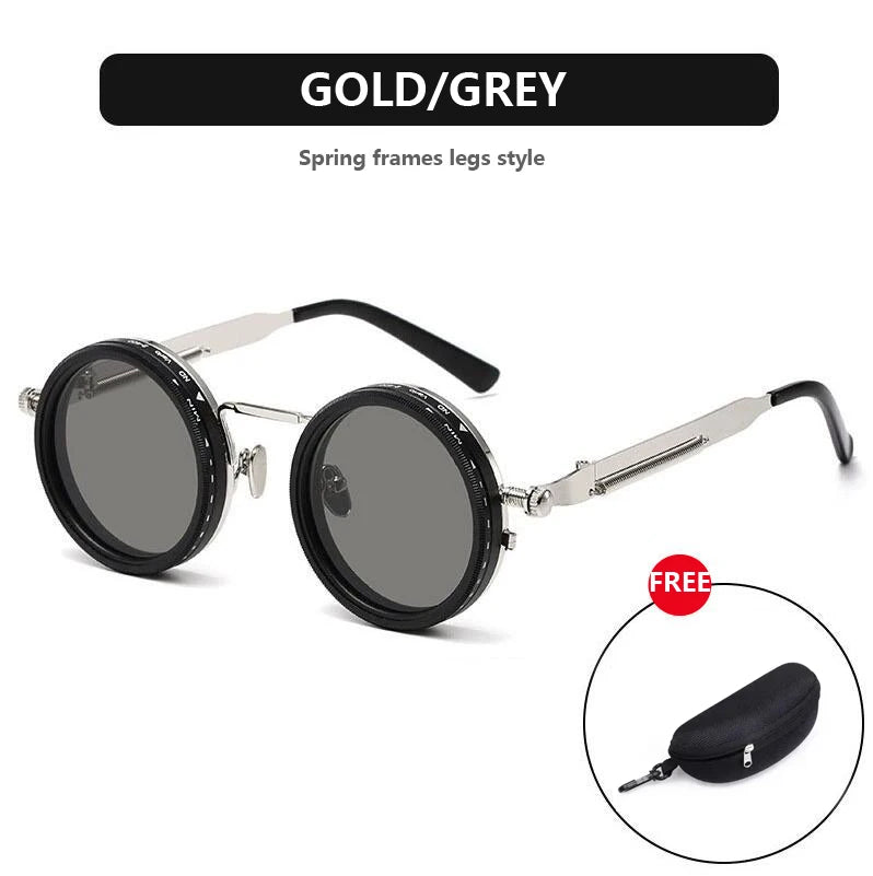 Óculos de sol redondos polarizados ND9 ajustáveis com escurecimento, óculos de sol masculinos e femininos, estilo retrô punk, óculos de pesca masculinos, proteção UV400