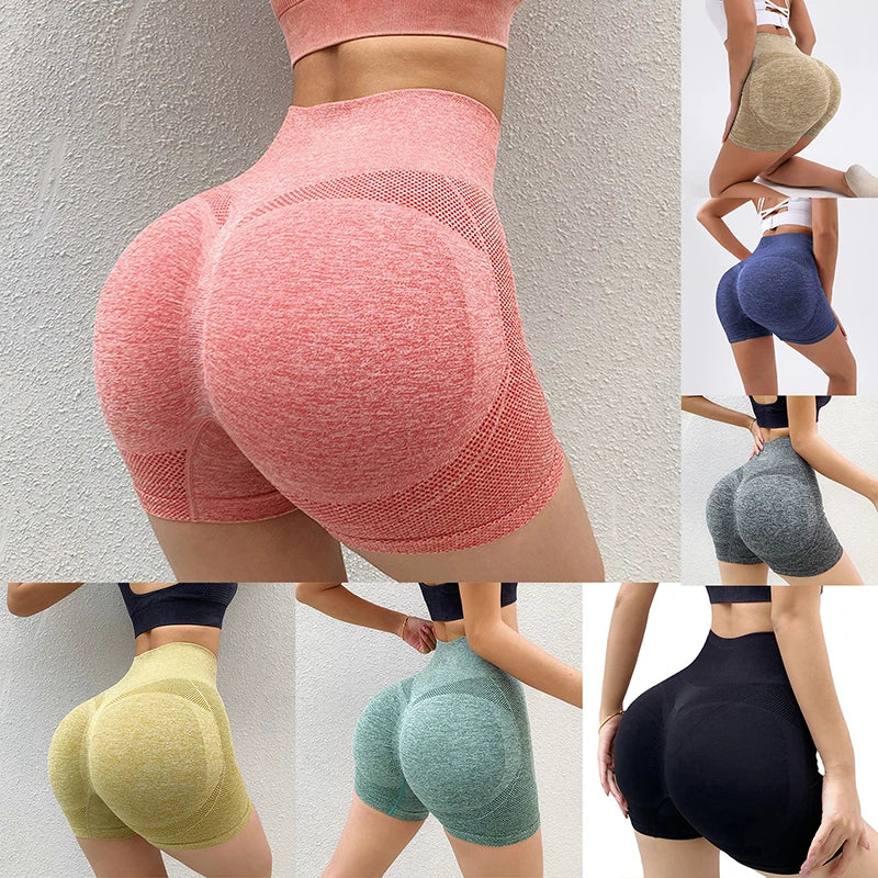 Shorts esportivos femininos para ciclismo, corrida, fitness, cintura alta, push up, academia, leggings, roupas femininas para ioga
