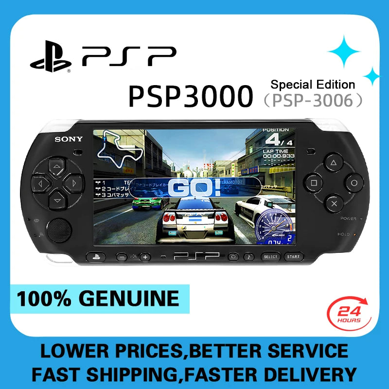 Console de jogos PlayStation PSP 3000 (PSP-3006) Console de jogos PlayStation portátil GBA Arcade (jogos grátis) Sem função UMD