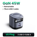 Carregador de cabo retrátil Super Rápido UGREEN 45W GaN UFCS PPS QC PD 3.0 para iPhone 16 15Pro Samsung S25 iPad Macbook Air Tablet Carregador rápido
