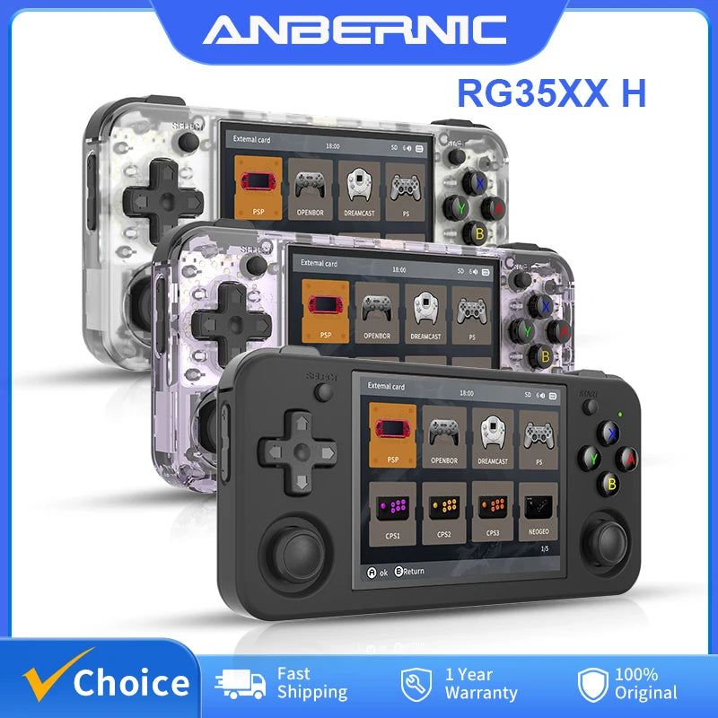 ANBERNIC RG35XX H Console de jogos portátil Linux Tela IPS de 3,5 polegadas H700 Reprodutor de videogame retrô 3300mAh 64G 5528 jogos clássicos