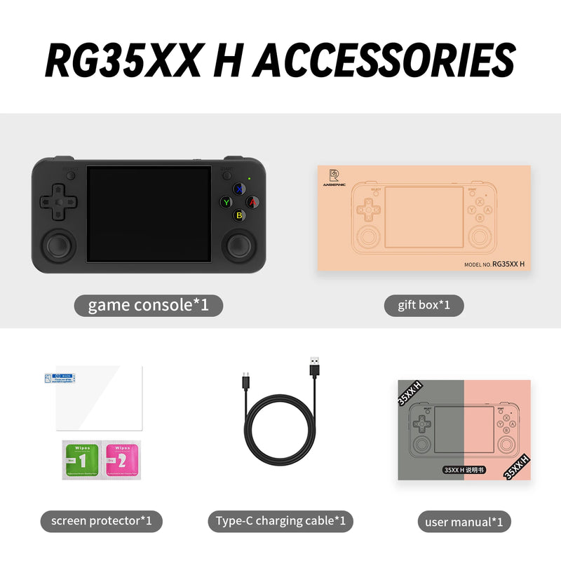 ANBERNIC RG35XX H Console de jogos portátil Linux Tela IPS de 3,5 polegadas H700 Reprodutor de videogame retrô 3300mAh 64G 5528 jogos clássicos